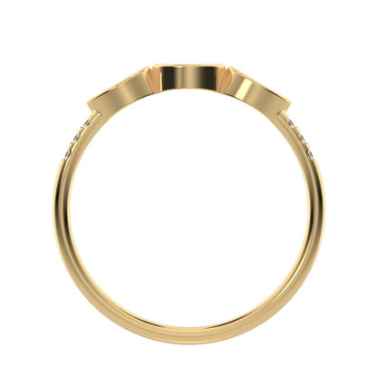 0.345Ct Marquise Cut Simulated Clear Diamond Minimalist art deco eye 3 stone Stackable 14K / 18K Solid Yellow Gold everyday wedding band