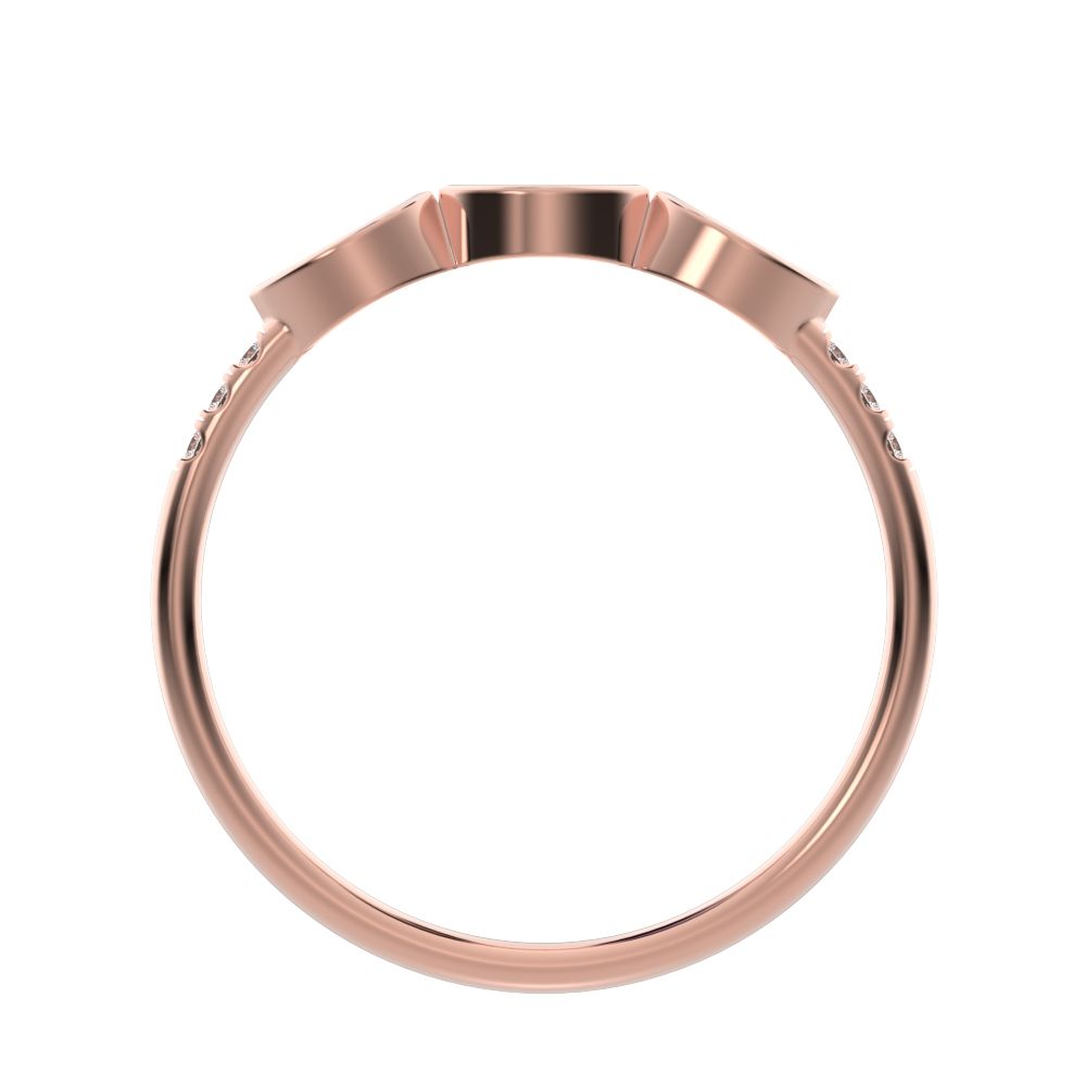 0.345Ct Marquise Cut Simulated Clear Diamond Minimalist art deco eye 3 stone Stackable 14K / 18K Solid Rose Gold everyday wedding band