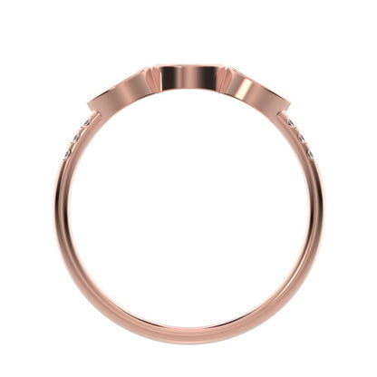 0.345Ct Marquise Cut Simulated Clear Diamond Minimalist art deco eye 3 stone Stackable 14K / 18K Solid Rose Gold everyday wedding band