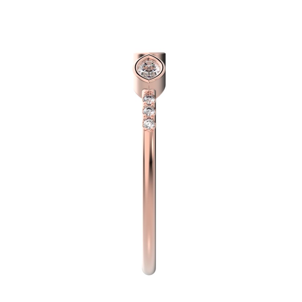 0.345Ct Marquise Cut Simulated Clear Diamond Minimalist art deco eye 3 stone Stackable 14K / 18K Solid Rose Gold everyday wedding band