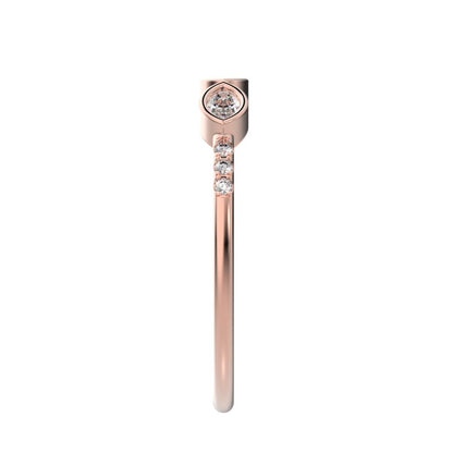 0.345Ct Marquise Cut Simulated Clear Diamond Minimalist art deco eye 3 stone Stackable 14K / 18K Solid Rose Gold everyday wedding band