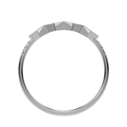 0.285Ct Princess Cut Moissanite Minimalist square art deco bezel Stackable half eternity 14K / 18K Solid White Gold everyday wedding band