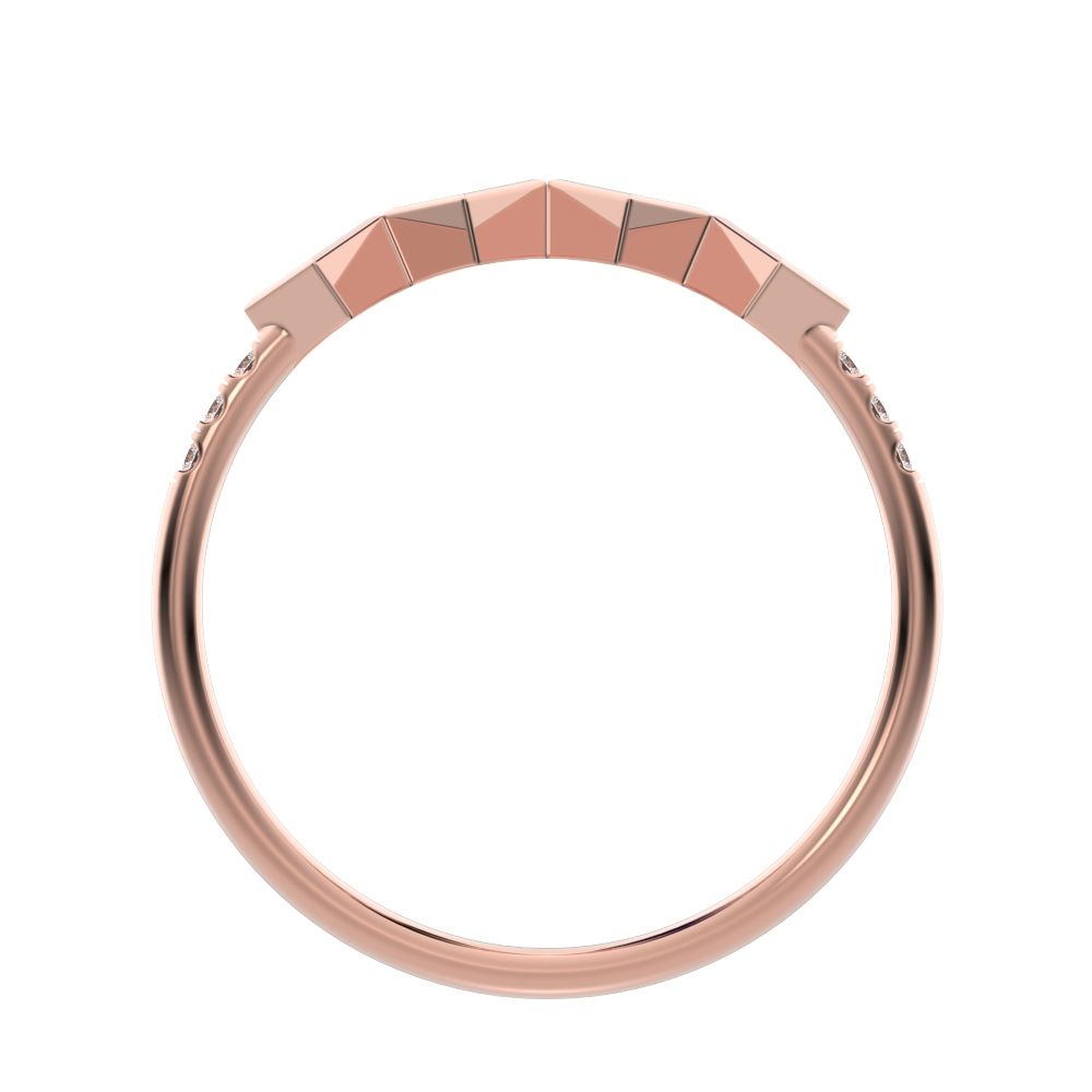 0.285Ct Princess Cut Simulated Clear Diamond square art deco bezel Stackable half eternity 14K / 18K Solid Rose Gold everyday wedding band