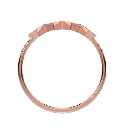0.285Ct Princess Cut Simulated Clear Diamond square art deco bezel Stackable half eternity 14K / 18K Solid Rose Gold everyday wedding band