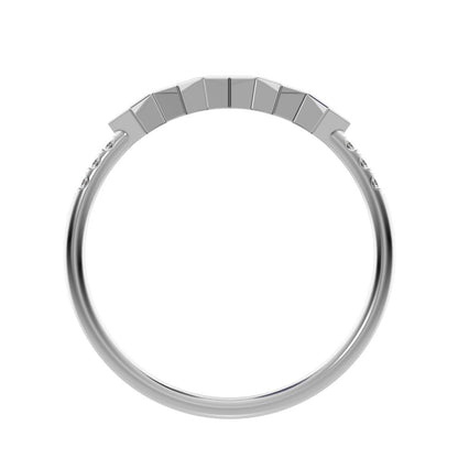 0.18Ct Princess Cut Simulated Clear Diamond Minimalist square art deco Stackable cluster 14K / 18K Solid White Gold everyday wedding band