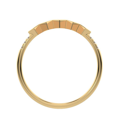 0.18 ct Princess Cut Moissanite dainty Minimalist square art deco bezel Stackable cluster 14K / 18K Solid Yellow Gold everyday wedding band