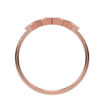 0.18Ct Princess Cut Simulated Clear Diamond Minimalist square art deco Stackable cluster 14K / 18K Solid Rose Gold everyday wedding band