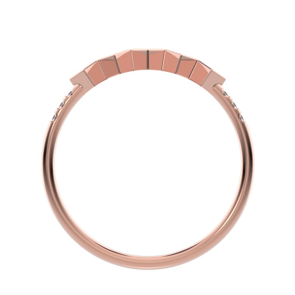 0.18 ct Princess Cut Moissanite dainty Minimalist square art deco bezel Stackable cluster 14K / 18K Solid Rose Gold everyday wedding band