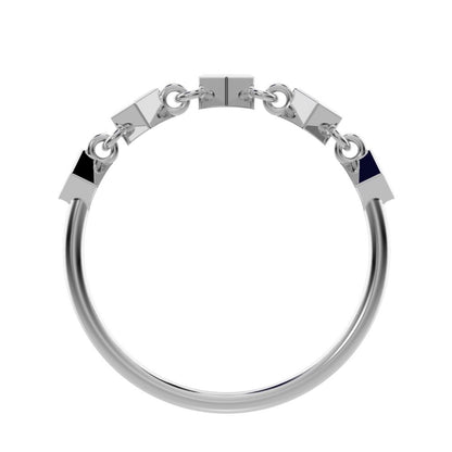 0.075Ct Princess Cut Moissanite Minimalist square art deco bezel half eternity Stackable 14K / 18K Solid White Gold everyday wedding band
