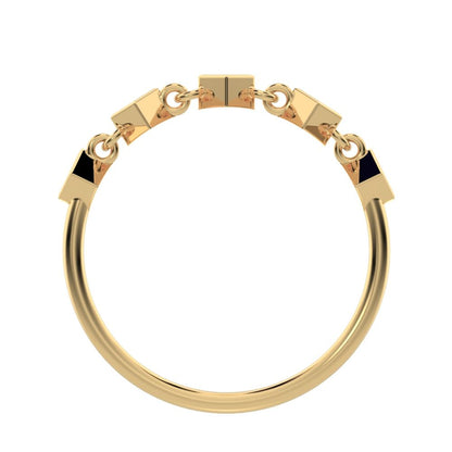 0.075Ct Princess Cut Simulated Clear Diamond square art deco half eternity Stackable 14K / 18K Solid Yellow Gold everyday wedding band