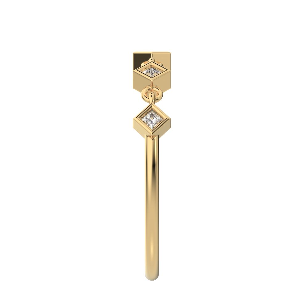 0.075Ct Princess Cut Simulated Clear Diamond square art deco half eternity Stackable 14K / 18K Solid Yellow Gold everyday wedding band
