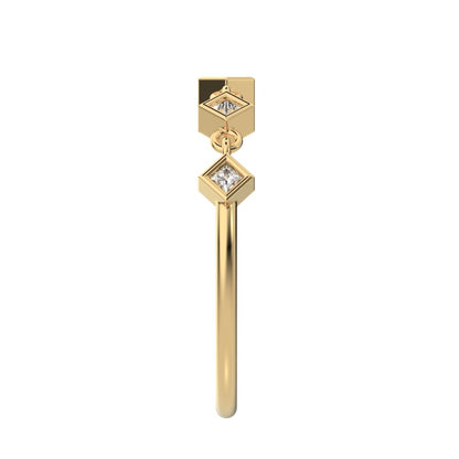 0.075Ct Princess Cut Simulated Clear Diamond square art deco half eternity Stackable 14K / 18K Solid Yellow Gold everyday wedding band