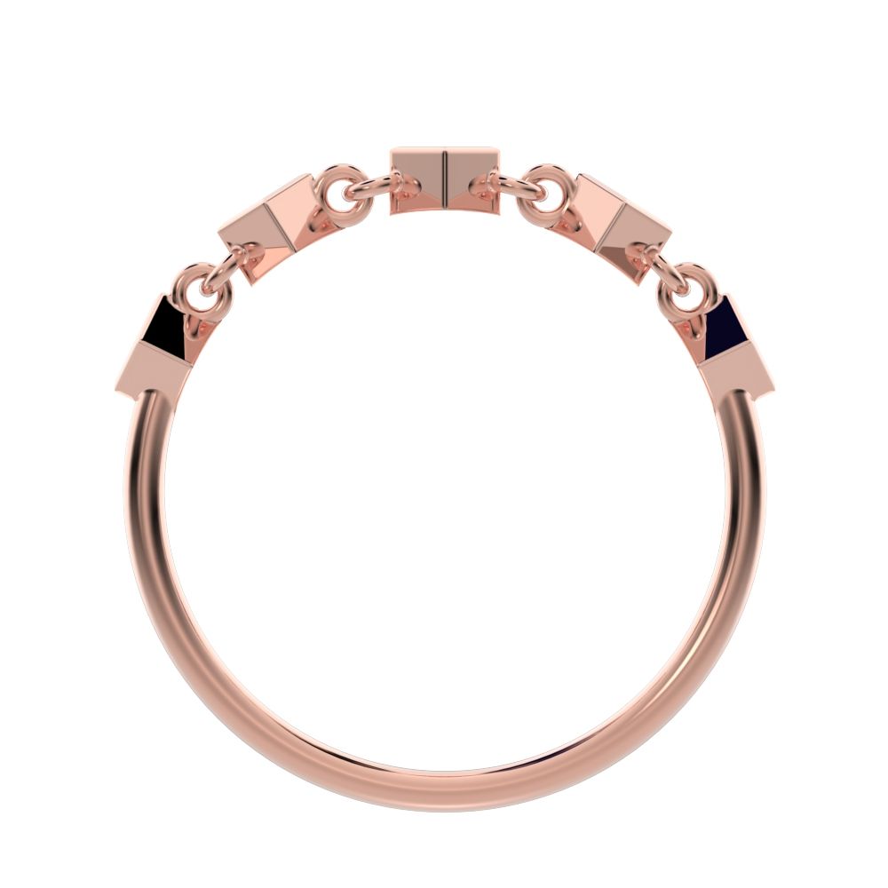 0.075Ct Princess Cut Simulated Clear Diamond square art deco bezel half eternity Stackable 14K / 18K Solid Rose Gold everyday wedding band