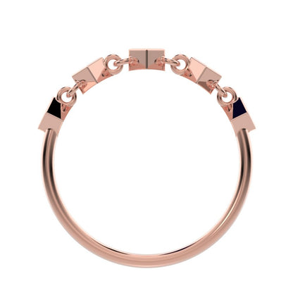 0.075Ct Princess Cut Simulated Clear Diamond square art deco bezel half eternity Stackable 14K / 18K Solid Rose Gold everyday wedding band
