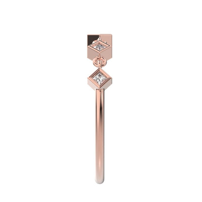 0.075Ct Princess Cut Simulated Clear Diamond square art deco bezel half eternity Stackable 14K / 18K Solid Rose Gold everyday wedding band