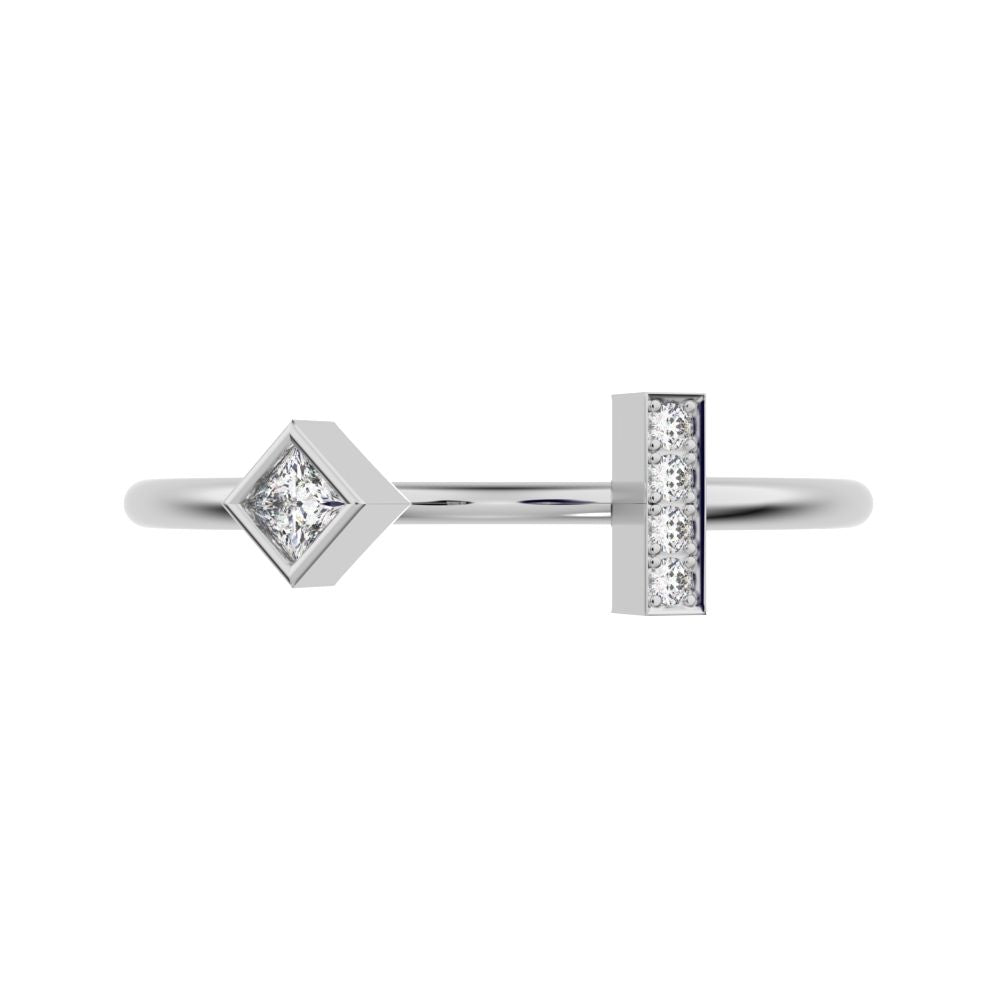 0.09Ct Princess Cut Simulated Clear Diamond Minimalist square Toi et Moi Stackable 14K / 18K Solid White Gold everyday wedding band