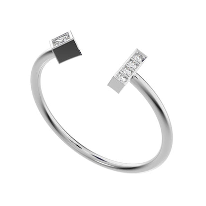 0.09Ct Princess Cut Simulated Clear Diamond Minimalist square Toi et Moi Stackable 14K / 18K Solid White Gold everyday wedding band