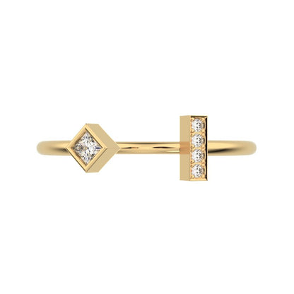 0.09Ct Princess Cut Simulated Clear Diamond Minimalist square Toi et Moi Stackable 14K / 18K Solid Yellow Gold everyday wedding band