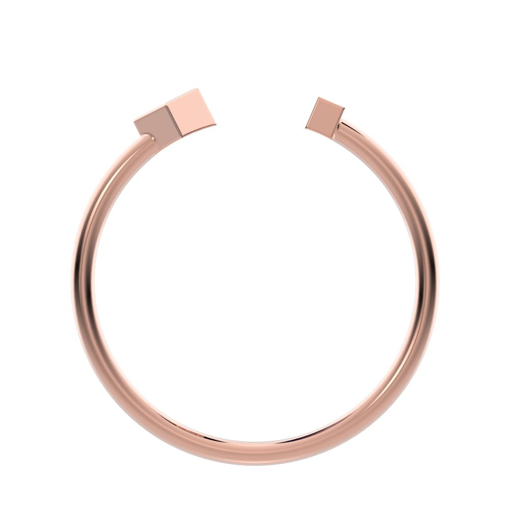 0.09Ct Princess Cut Simulated Clear Diamond Minimalist square Toi et Moi Stackable 14K / 18K Solid Rose Gold everyday wedding band