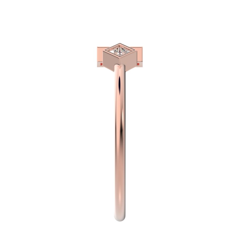 0.09Ct Princess Cut Simulated Clear Diamond Minimalist square Toi et Moi Stackable 14K / 18K Solid Rose Gold everyday wedding band