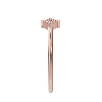 0.09Ct Princess Cut Simulated Clear Diamond Minimalist square Toi et Moi Stackable 14K / 18K Solid Rose Gold everyday wedding band