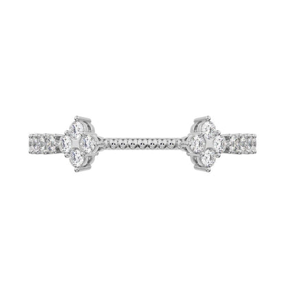 0.27 ct Round Cut Simulated Clear Diamond dainty adjustable cluster Toi et Moi Stackable 14K / 18K Solid White Gold everyday wedding band