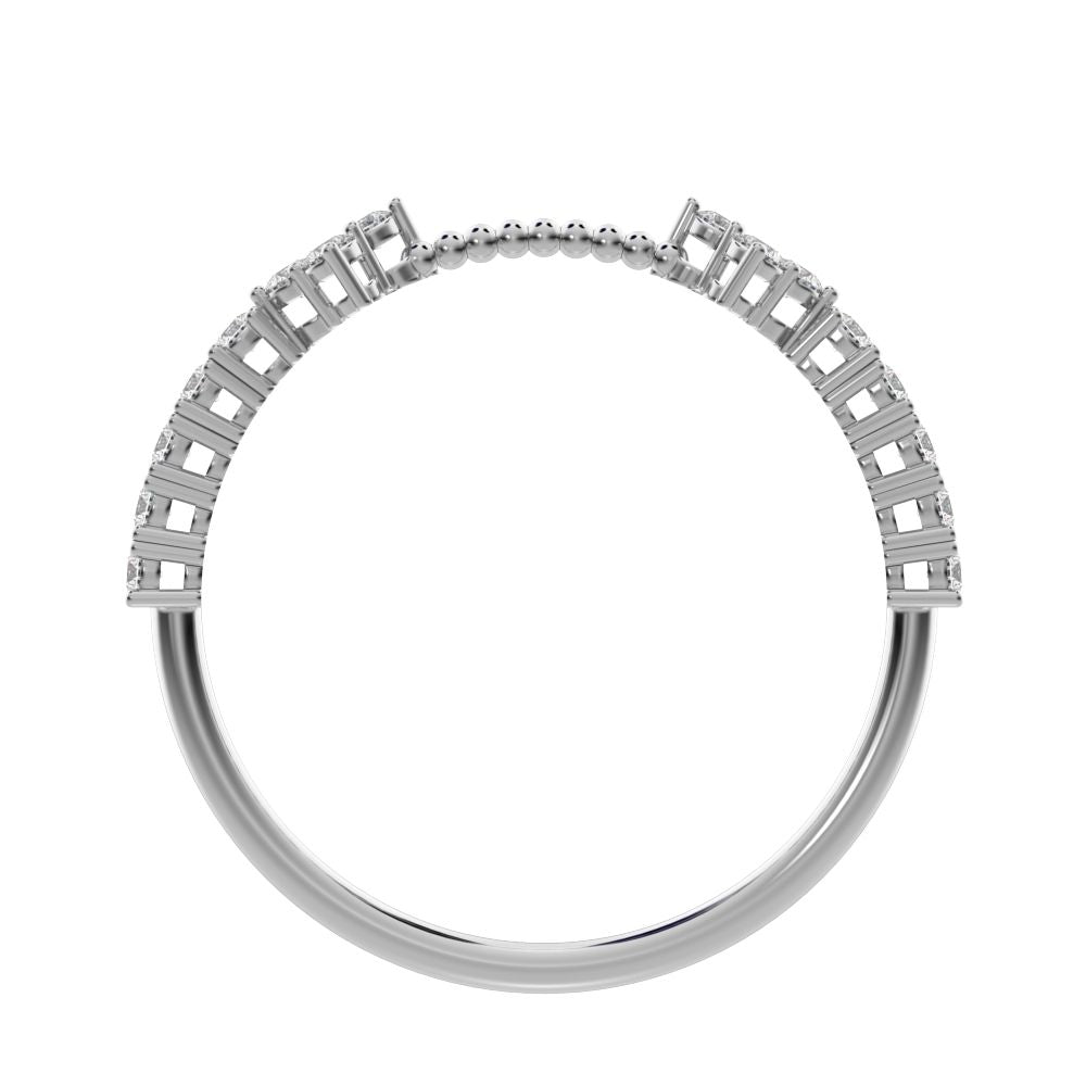 0.27 ct Round Cut Simulated Clear Diamond dainty adjustable cluster Toi et Moi Stackable 14K / 18K Solid White Gold everyday wedding band