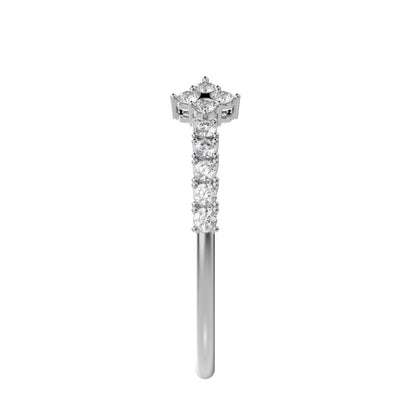 0.27 ct Round Cut Simulated Clear Diamond dainty adjustable cluster Toi et Moi Stackable 14K / 18K Solid White Gold everyday wedding band