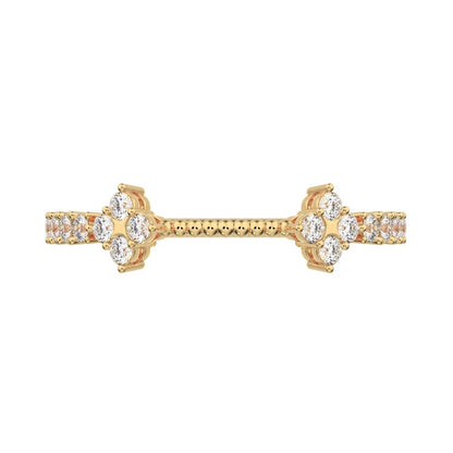 0.27 ct Round Cut Simulated Clear Diamond dainty adjustable cluster Toi et Moi Stackable 14K / 18K Solid Yellow Gold everyday wedding band