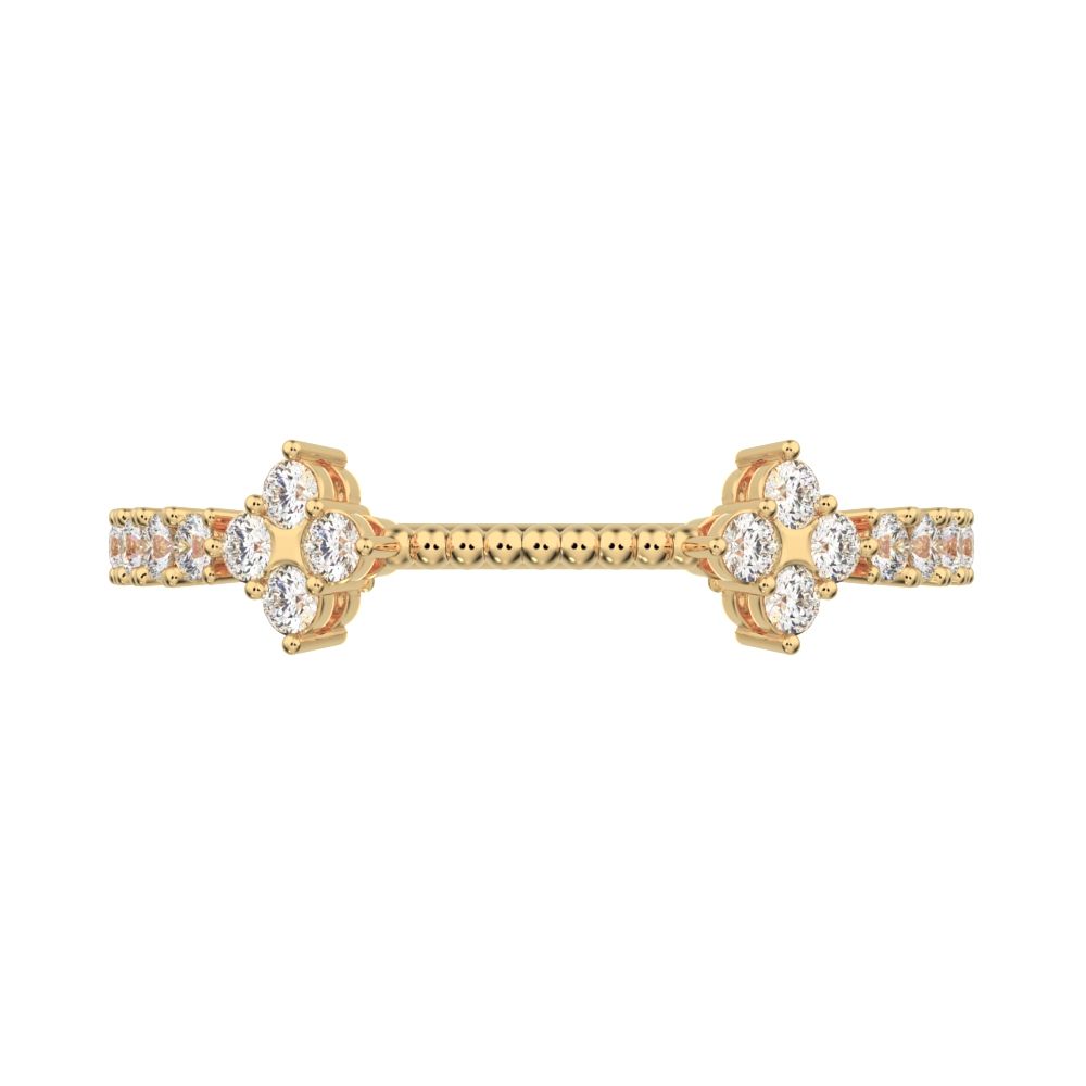 0.27Ct Round Cut Moissanite Minimalist adjustable cluster Toi et Moi Stackable milgrain 14K / 18K Solid Yellow Gold everyday wedding band