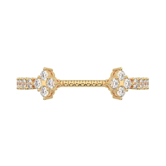 0.27Ct Round Cut Moissanite Minimalist adjustable cluster Toi et Moi Stackable milgrain 14K / 18K Solid Yellow Gold everyday wedding band