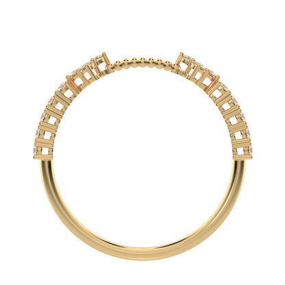 0.27 ct Round Cut Simulated Clear Diamond dainty adjustable cluster Toi et Moi Stackable 14K / 18K Solid Yellow Gold everyday wedding band