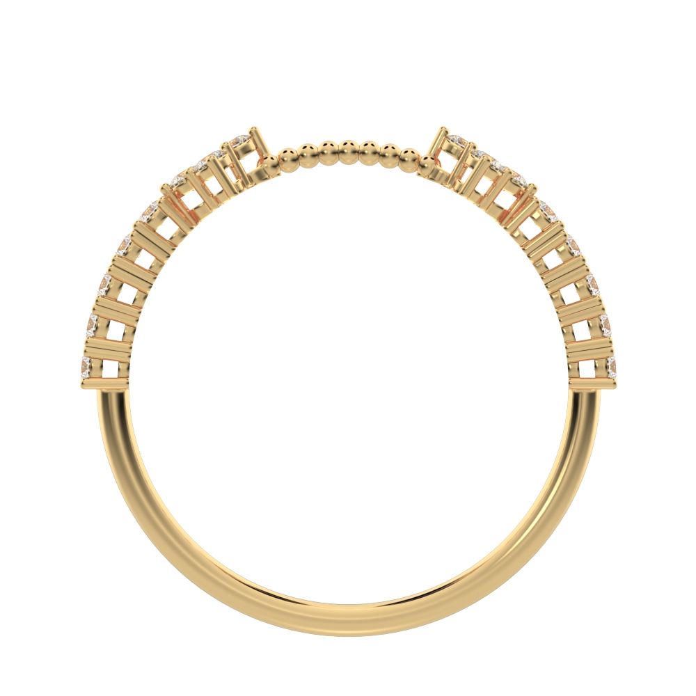 0.27Ct Round Cut Moissanite Minimalist adjustable cluster Toi et Moi Stackable milgrain 14K / 18K Solid Yellow Gold everyday wedding band