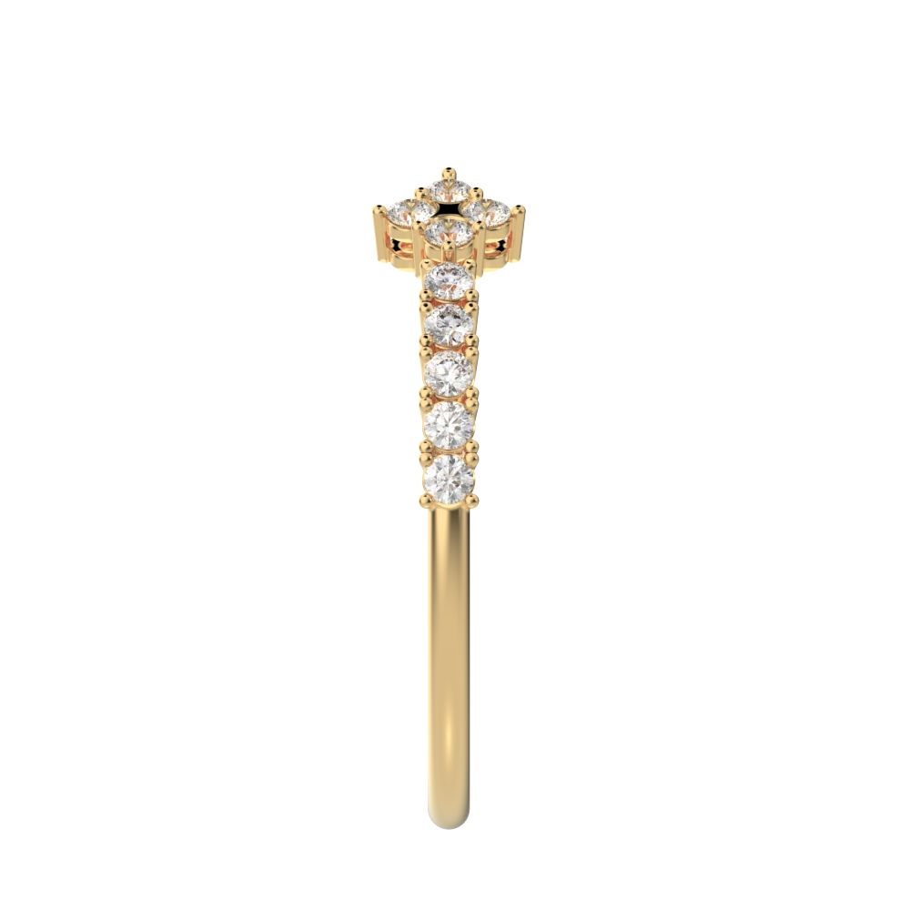 0.27Ct Round Cut Moissanite Minimalist adjustable cluster Toi et Moi Stackable milgrain 14K / 18K Solid Yellow Gold everyday wedding band