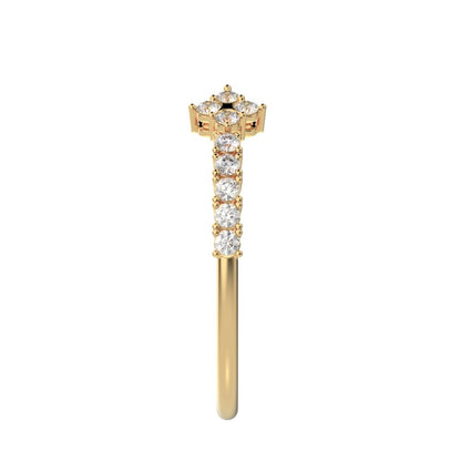 0.27Ct Round Cut Moissanite Minimalist adjustable cluster Toi et Moi Stackable milgrain 14K / 18K Solid Yellow Gold everyday wedding band