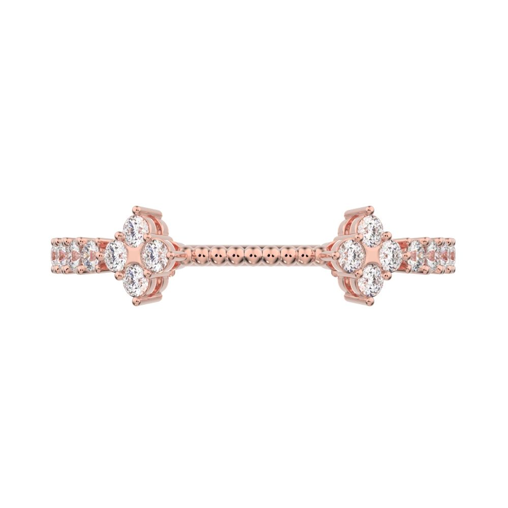 0.27Ct Round Cut Moissanite Minimalist adjustable cluster Toi et Moi Stackable milgrain 14K / 18K Solid Rose Gold everyday wedding band