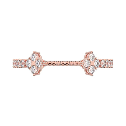0.27Ct Round Cut Moissanite Minimalist adjustable cluster Toi et Moi Stackable milgrain 14K / 18K Solid Rose Gold everyday wedding band