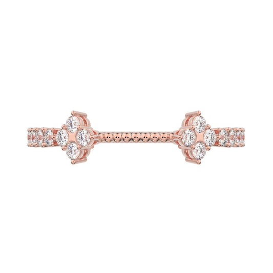 0.27Ct Round Cut Moissanite Minimalist adjustable cluster Toi et Moi Stackable milgrain 14K / 18K Solid Rose Gold everyday wedding band