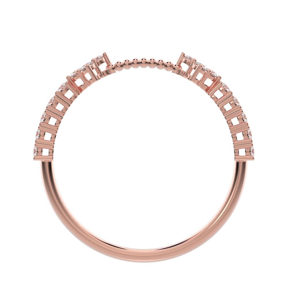 0.27Ct Round Cut Simulated Clear Diamond adjustable cluster Toi et Moi Stackable milgrain 14K / 18K Solid Rose Gold everyday wedding band