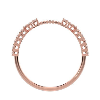 0.27Ct Round Cut Simulated Clear Diamond adjustable cluster Toi et Moi Stackable milgrain 14K / 18K Solid Rose Gold everyday wedding band