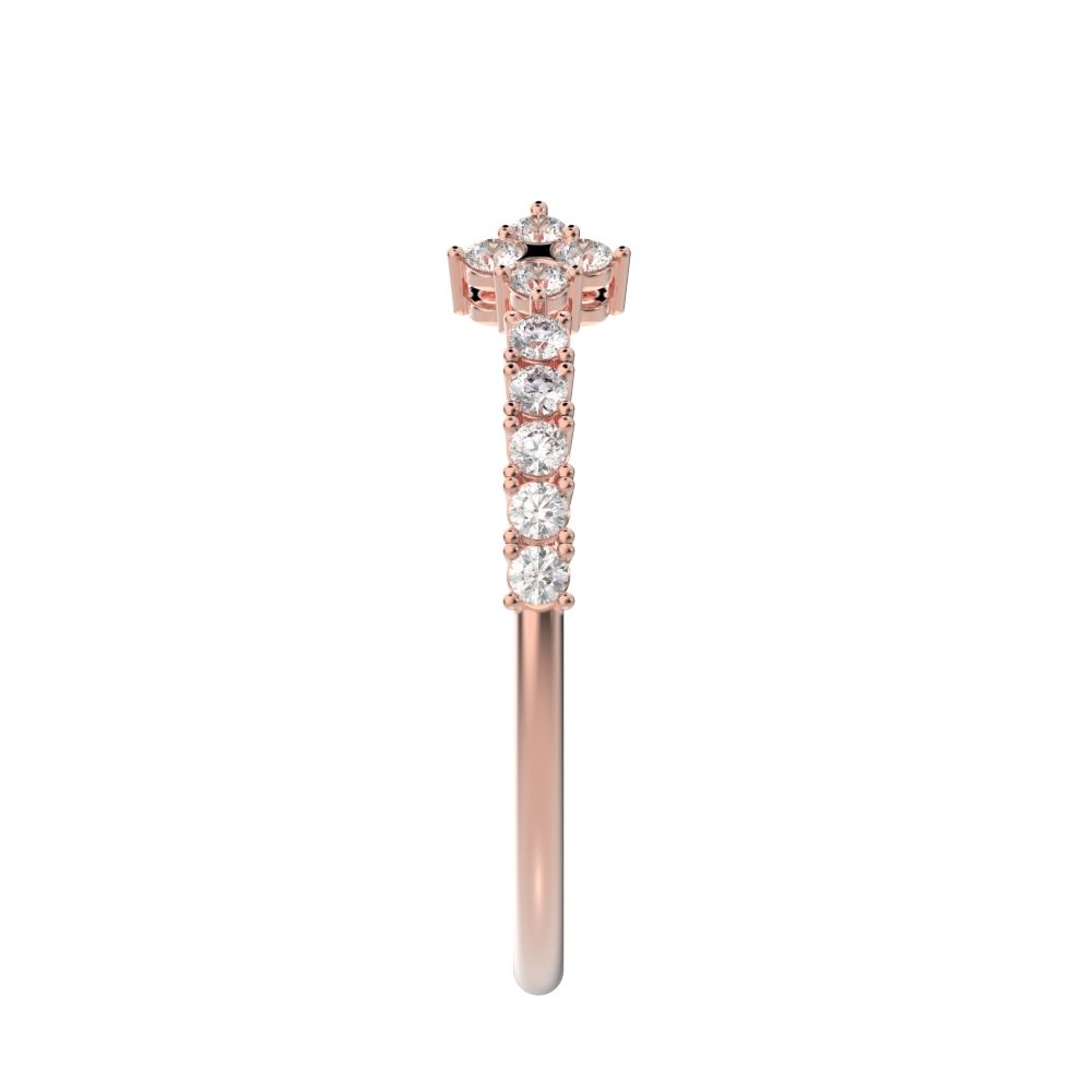 0.27Ct Round Cut Simulated Clear Diamond adjustable cluster Toi et Moi Stackable milgrain 14K / 18K Solid Rose Gold everyday wedding band