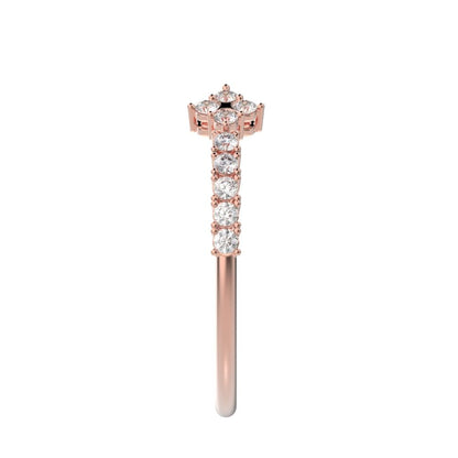 0.27Ct Round Cut Moissanite Minimalist adjustable cluster Toi et Moi Stackable milgrain 14K / 18K Solid Rose Gold everyday wedding band