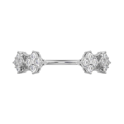 0.24Ct Round Cut Simulated Clear Diamond adjustable cluster Toi et Moi Stackable light 14K / 18K Solid White Gold everyday wedding band