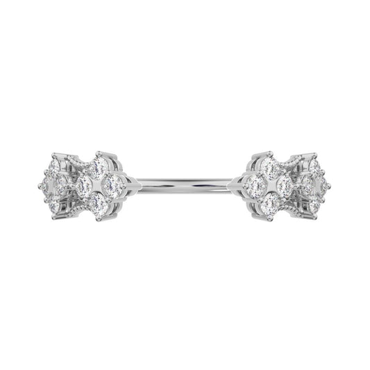 0.24Ct Round Cut Moissanite Minimalist adjustable cluster Toi et Moi Stackable light 14K / 18K Solid White Gold everyday wedding band