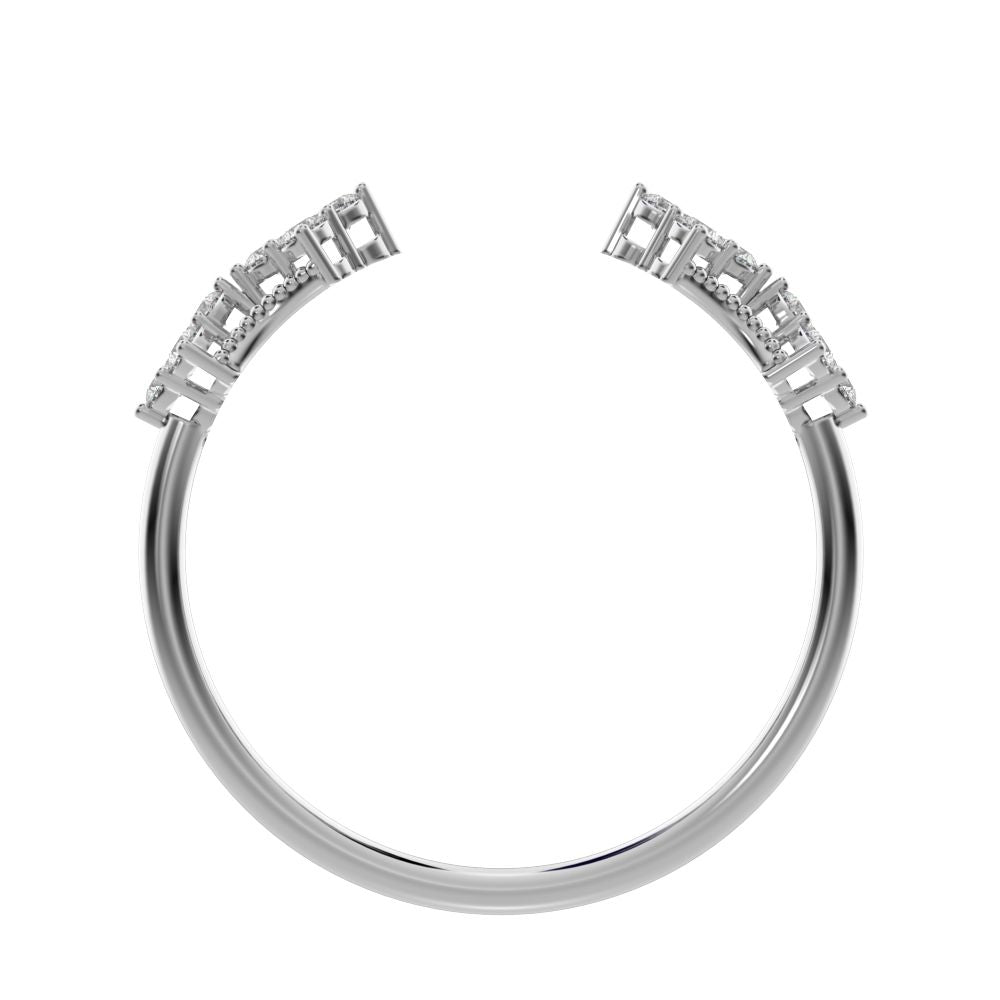 0.24Ct Round Cut Simulated Clear Diamond adjustable cluster Toi et Moi Stackable light 14K / 18K Solid White Gold everyday wedding band
