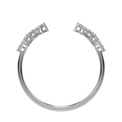 0.24Ct Round Cut Simulated Clear Diamond adjustable cluster Toi et Moi Stackable light 14K / 18K Solid White Gold everyday wedding band