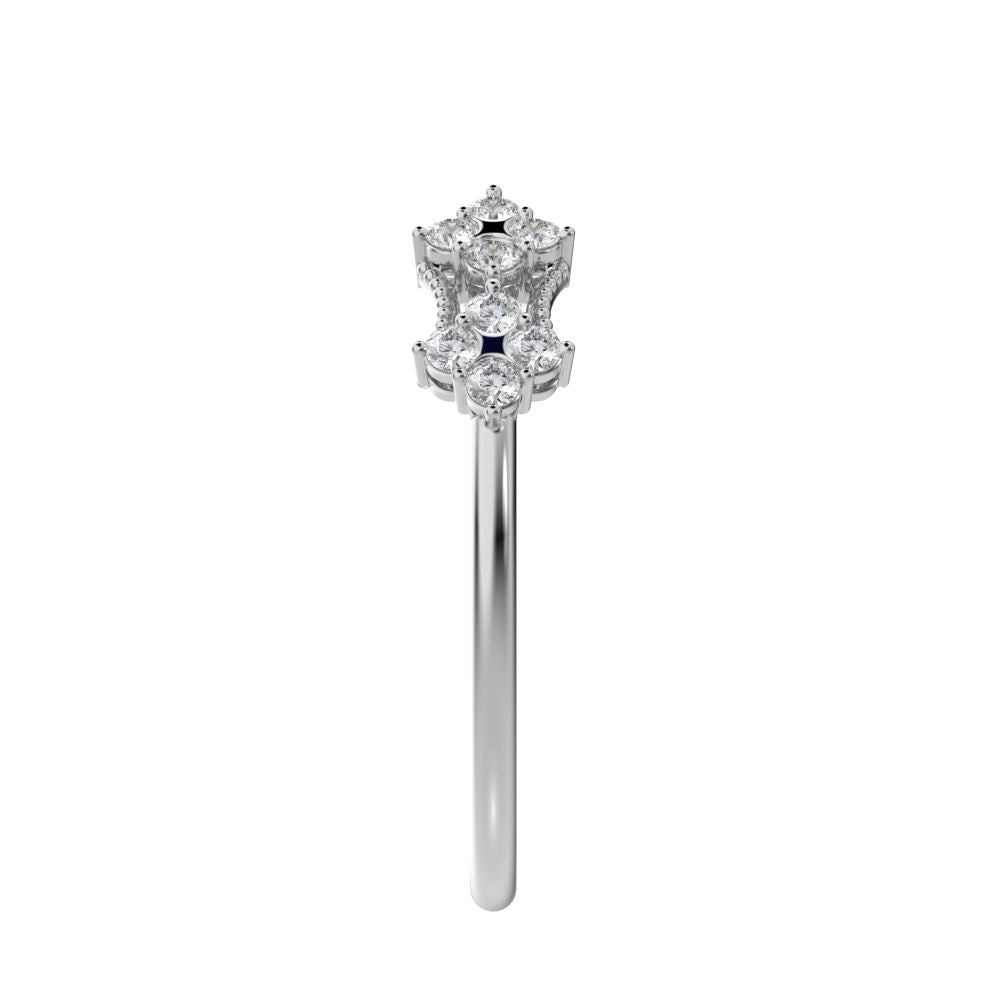 0.24Ct Round Cut Simulated Clear Diamond adjustable cluster Toi et Moi Stackable light 14K / 18K Solid White Gold everyday wedding band