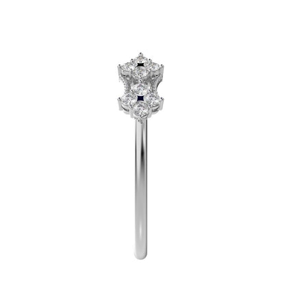 0.24Ct Round Cut Simulated Clear Diamond adjustable cluster Toi et Moi Stackable light 14K / 18K Solid White Gold everyday wedding band