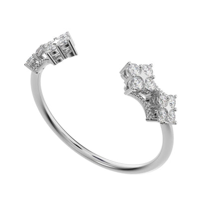 0.24Ct Round Cut Simulated Clear Diamond adjustable cluster Toi et Moi Stackable light 14K / 18K Solid White Gold everyday wedding band