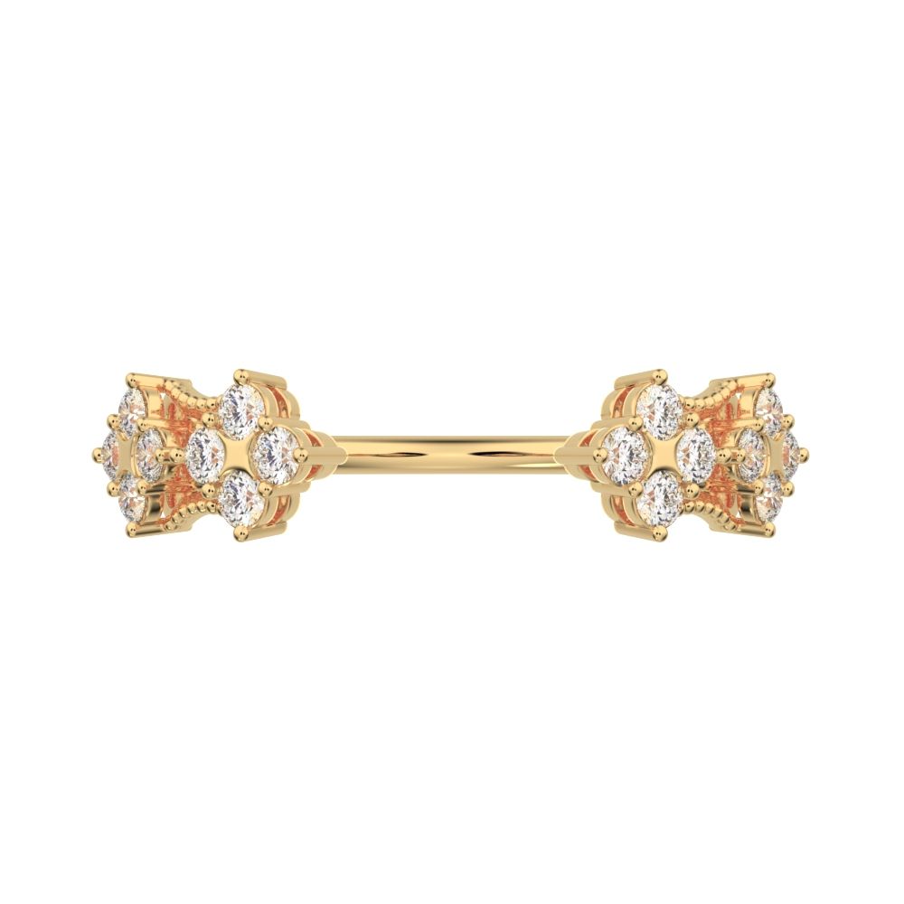 0.24Ct Round Cut Simulated Clear Diamond adjustable cluster Toi et Moi Stackable light 14K / 18K Solid Yellow Gold everyday wedding band